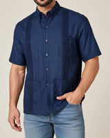 Navy Blue Four Pocket Traditional Guayabera