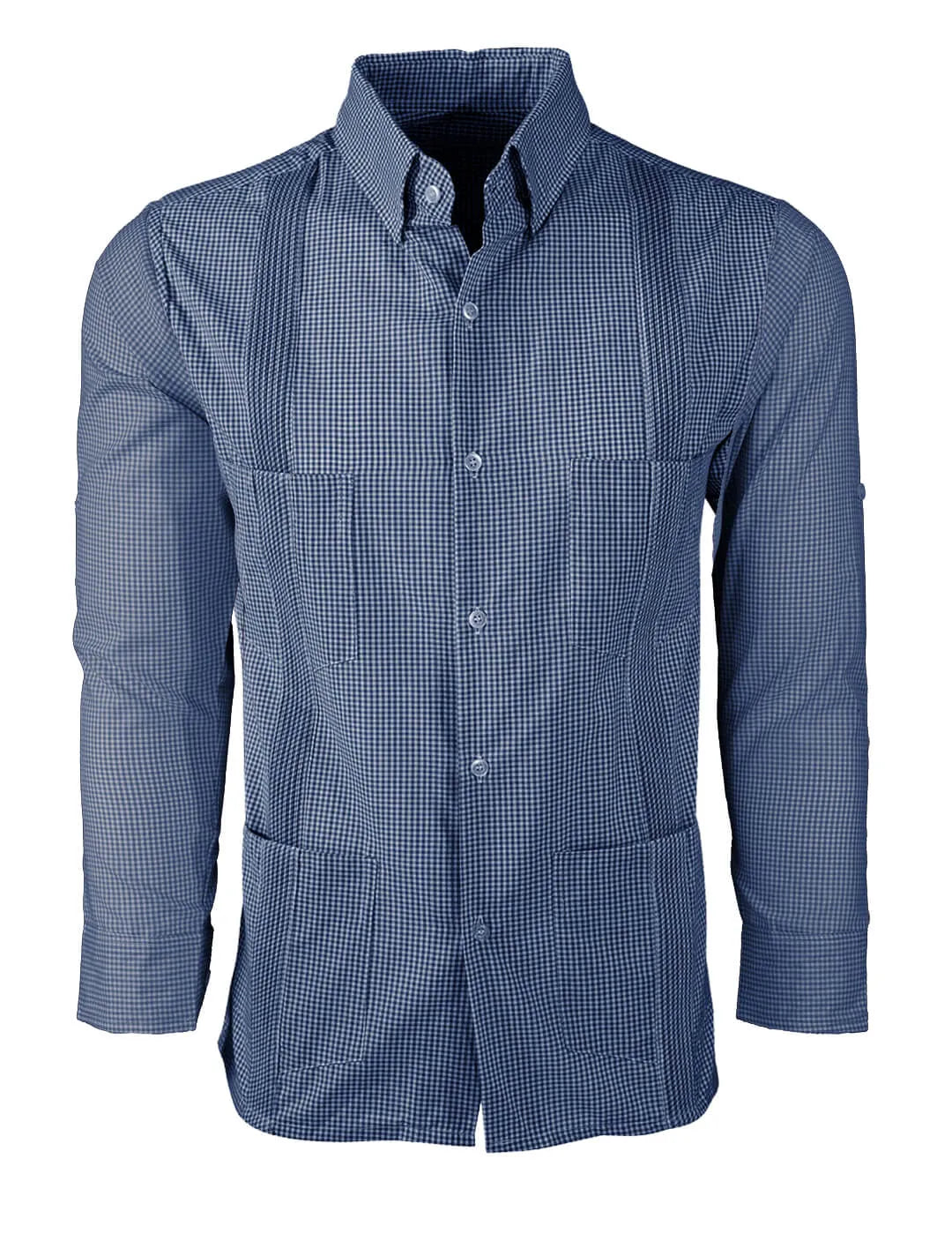 Guingán Clásico Navy Blue Guayabera