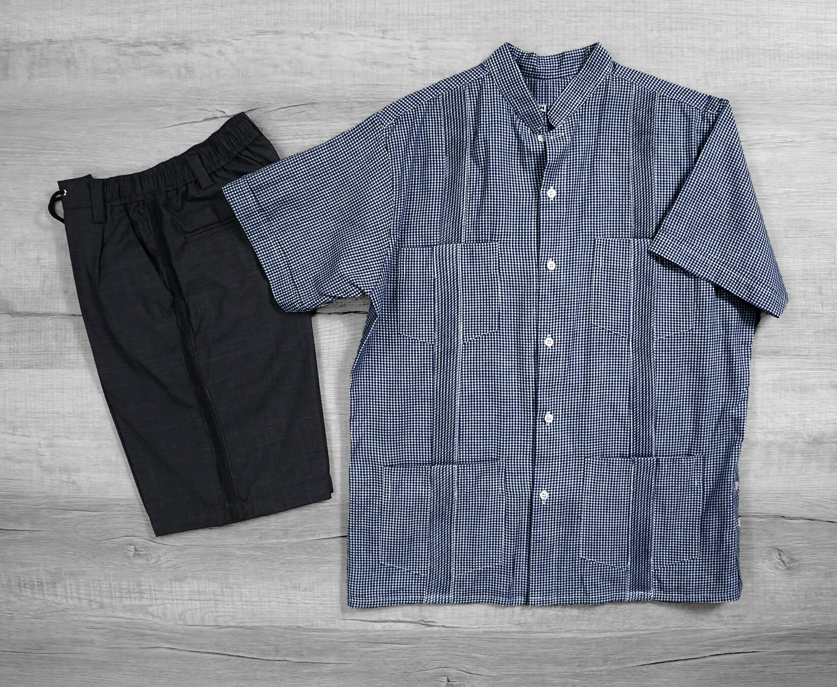 Guingán Clásico Navy Blue Guayabera