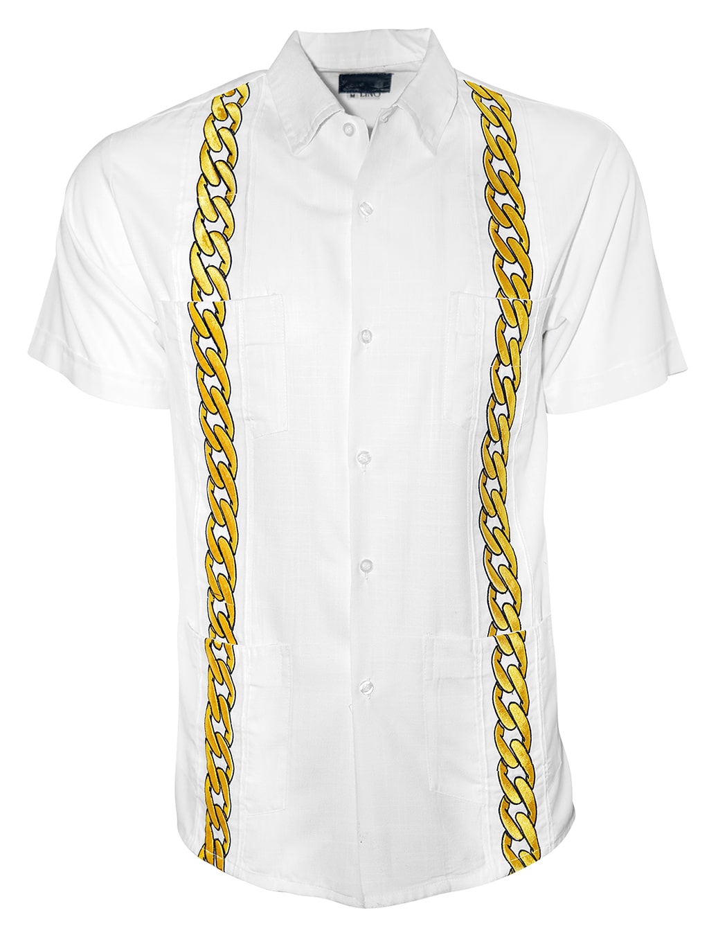 Lux Blanco with Gold Cuban Links Guayabera