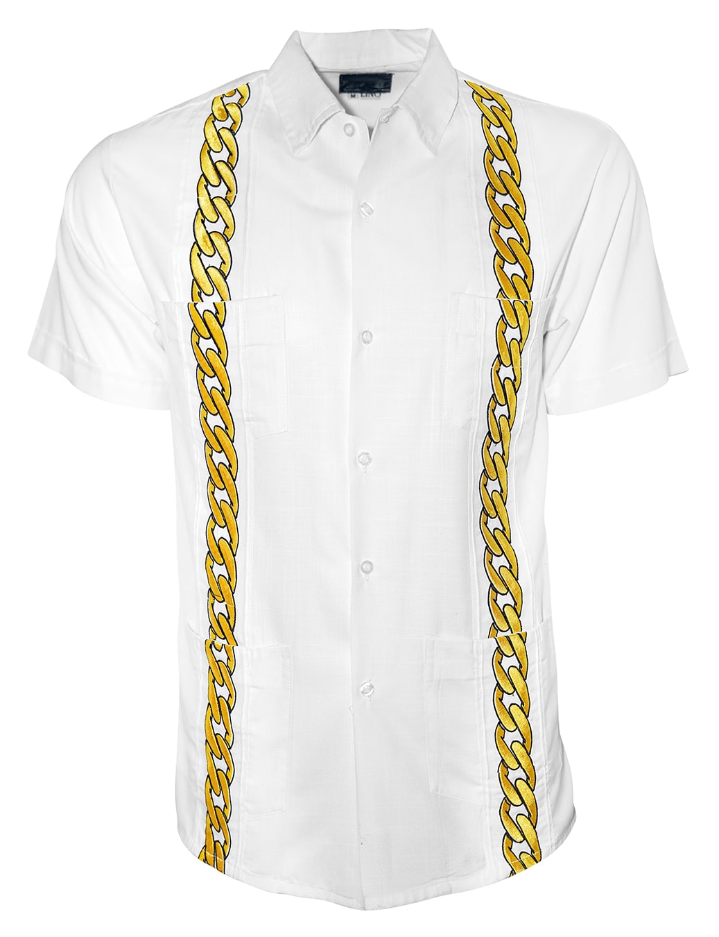 Lux Blanco with Gold Cuban Links Guayabera