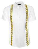 Lux Blanco with Gold Cuban Links Guayabera
