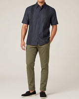 Charcoal Grey Four Pocket Traditional Guayabera