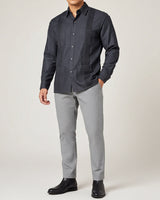 Charcoal Grey Four Pocket Traditional Guayabera