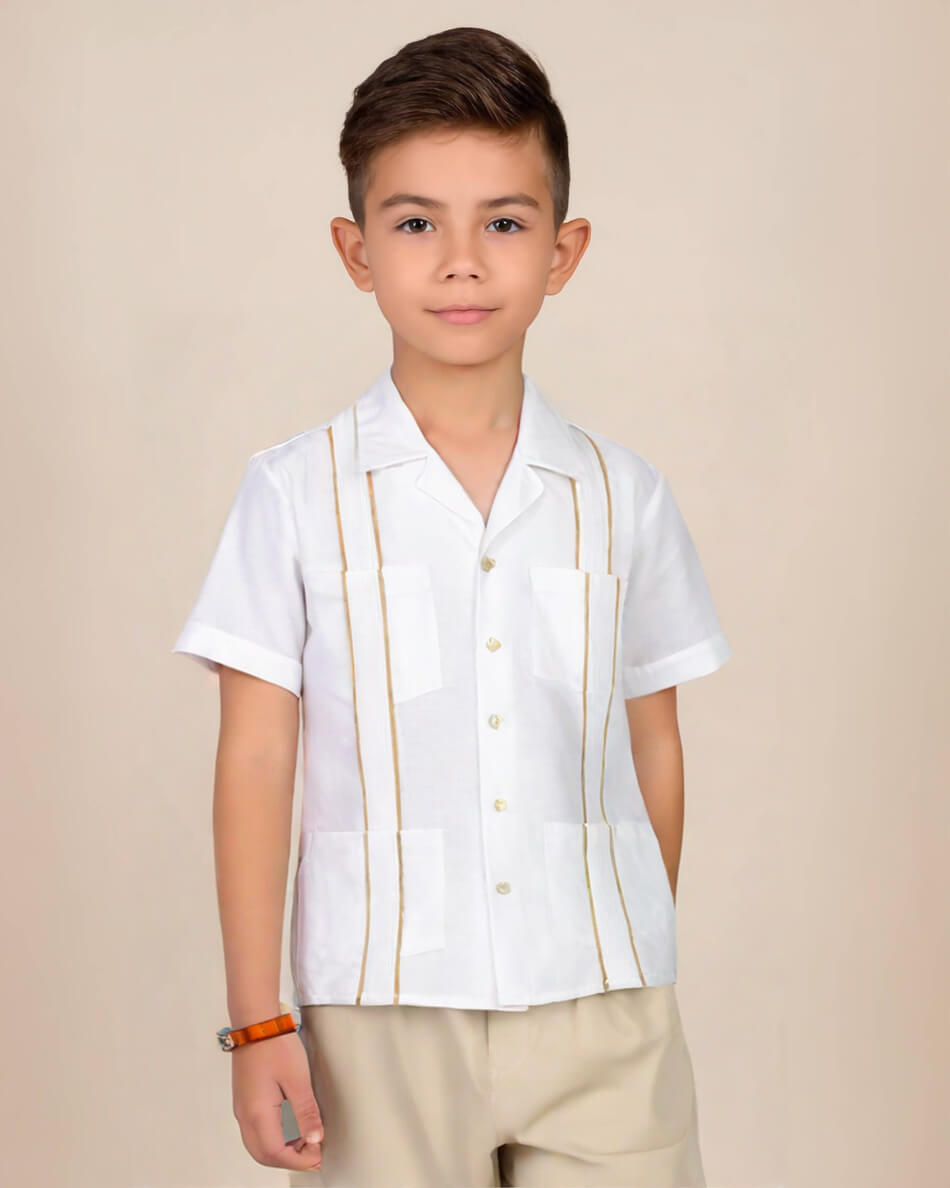 Toddler Kids 4T Essentials White con Khaki Guayabera