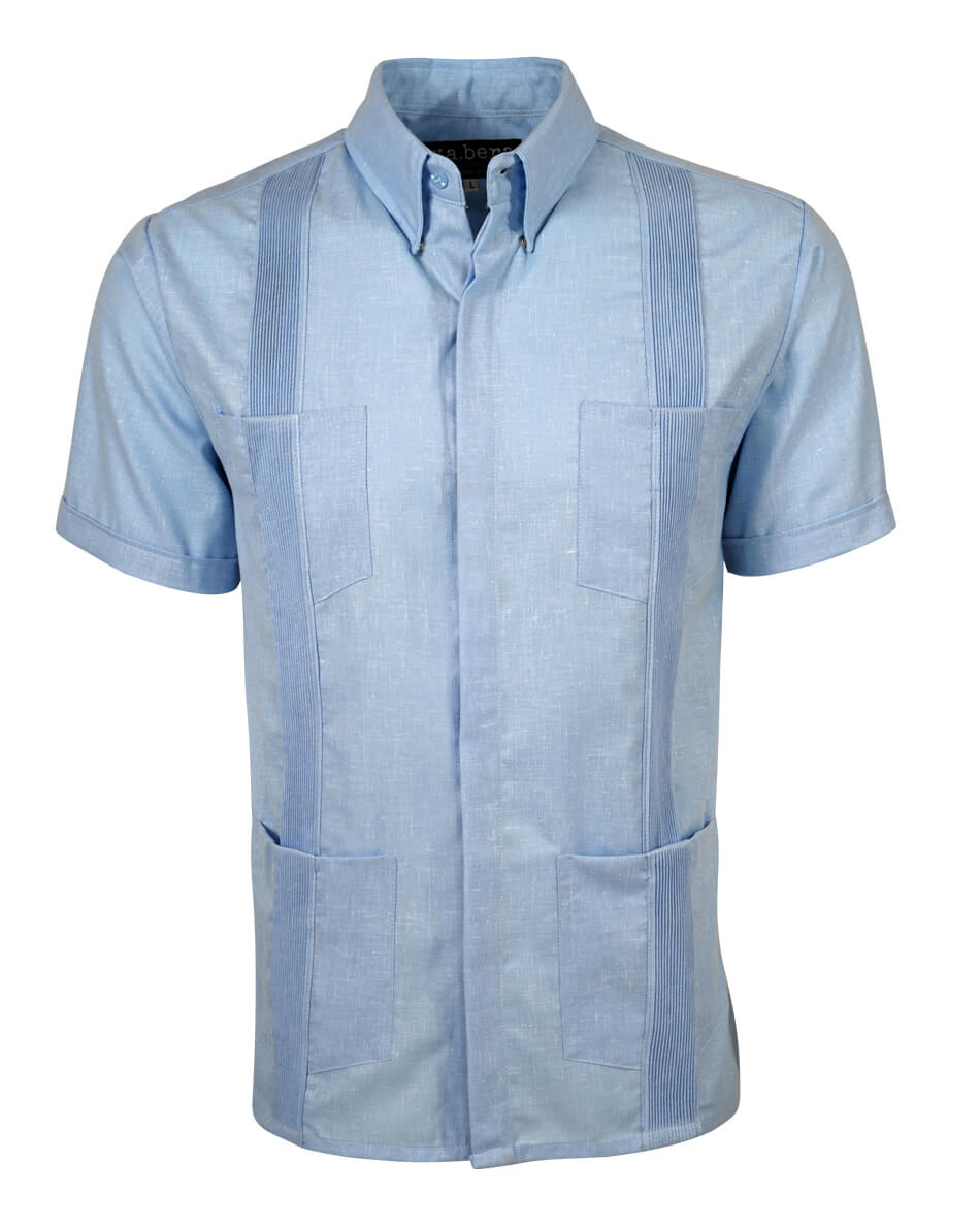 Ready to Go Large | Cenote Sky Blue Terra Short Sleeve Guayabera