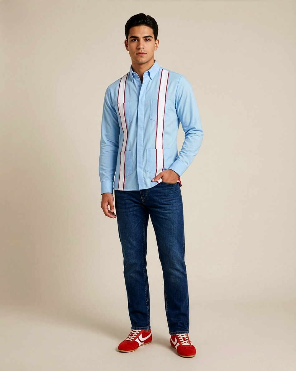La Colegial Sky Blue Guayabera