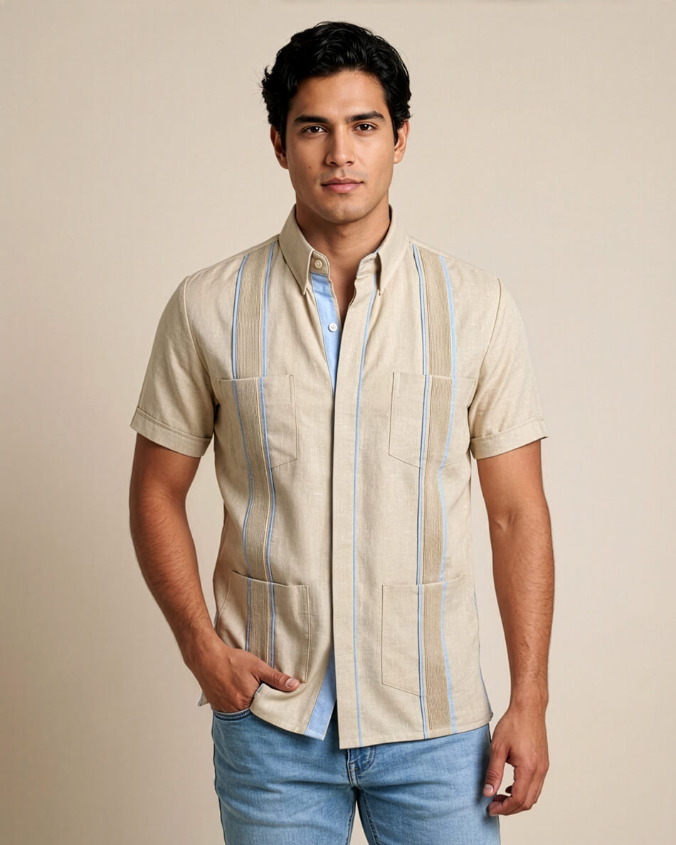 Coastal Beige Oasis Terra Guayabera