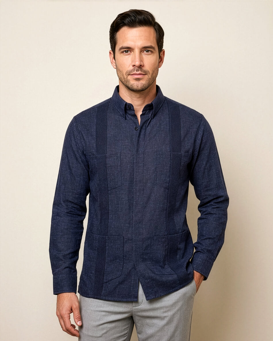 Deep Harbor Blue Terra Guayabera