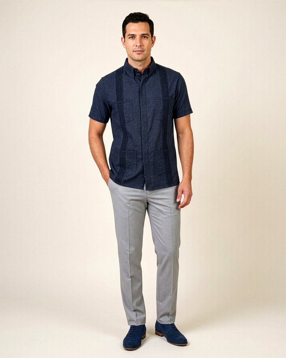 Deep Harbor Blue Terra Guayabera