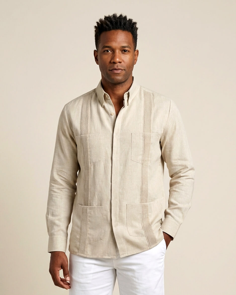 Sandstone Beige Terra Guayabera