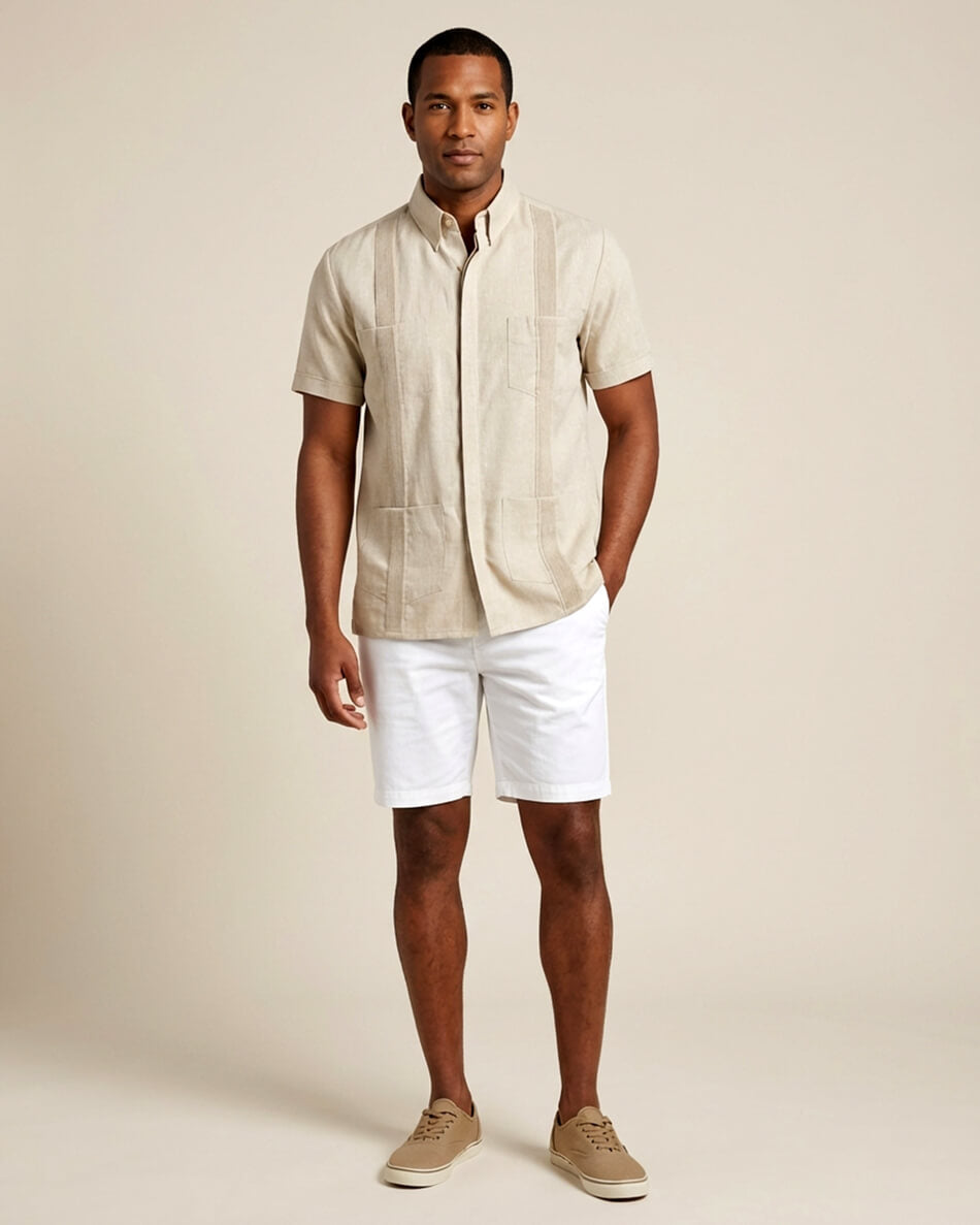 Sandstone Beige Terra Guayabera