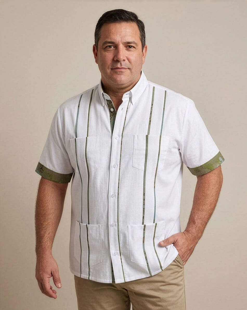 Ready to Go XXL | White Sand Caribeño Short Sleeve Guayabera