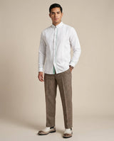 Ready to Go Small | Blanco con Green Guingán Long Sleeve Clasico Guayabera