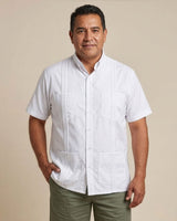 Ready to Go XXL | White Four Pocket Short Sleeve Guayabera