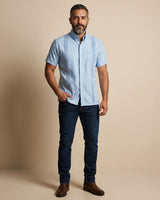 Ready to Go Large | Cenote Sky Blue Terra Short Sleeve Guayabera