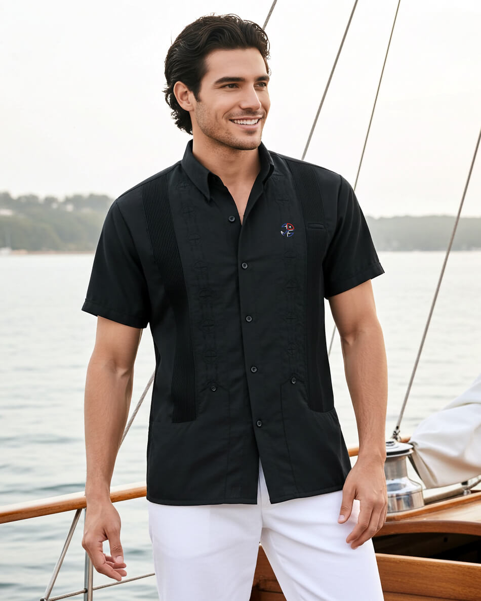 90 Miles South Negro y Negro Guayabera