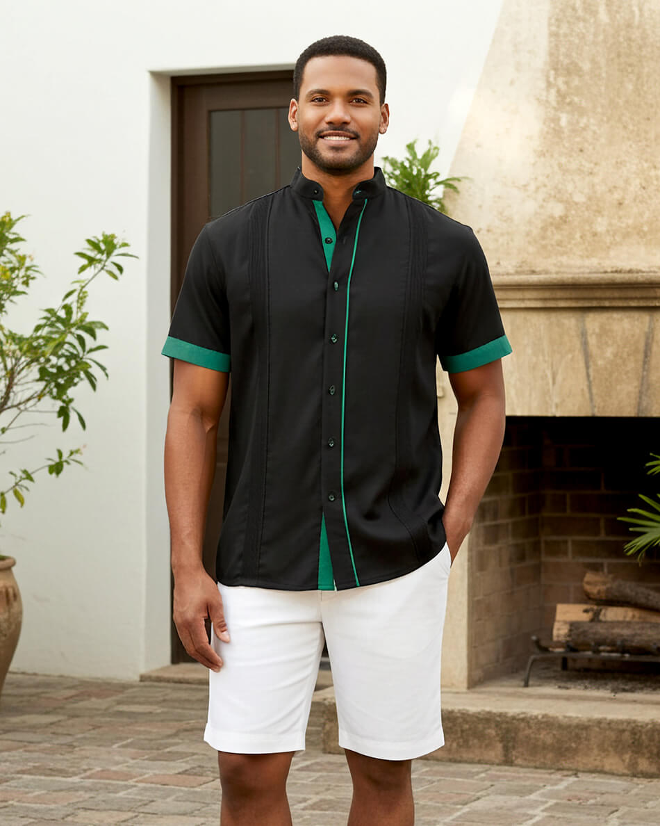 Couture Black Clásico Mandarin Presidencial Guayabera