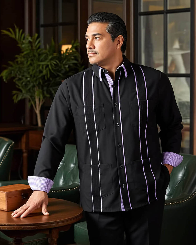 Black con Guingán Delicado Cubano Guayabera