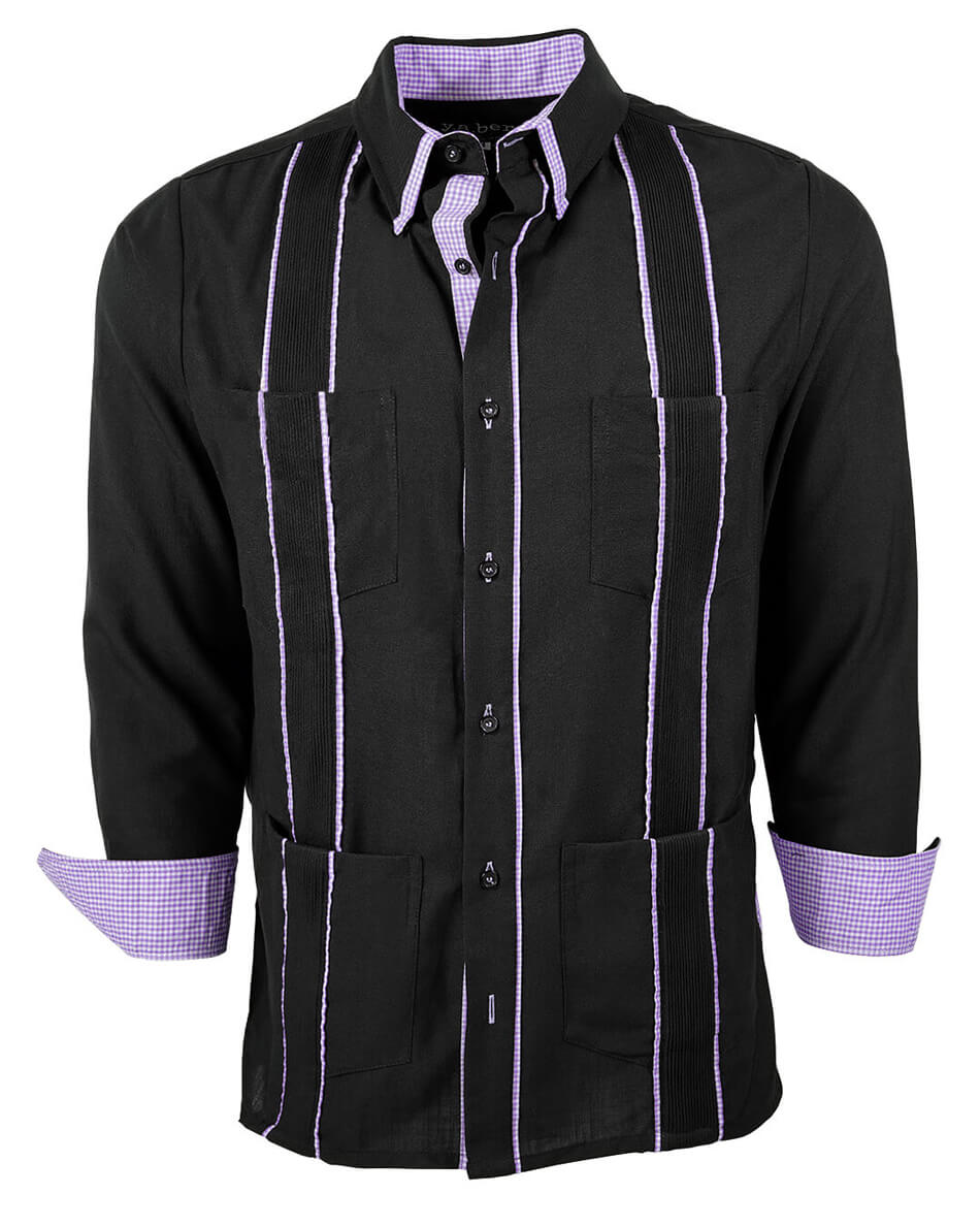 Black con Guingán Delicado Cubano Guayabera