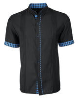 Black con Cerulean Guingán Guayabera