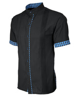 Black con Cerulean Guingán Guayabera