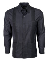 Charcoal Grey Four Pocket Traditional Guayabera