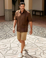 Chocolate Brown Four Pocket Traditional Guayabera