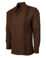 Chocolate Brown Four Pocket Traditional Guayabera