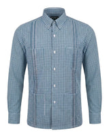 Guingán Clásico Teal Oscuro Guayabera