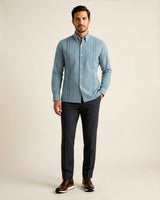 Guingán Clásico Teal Oscuro Guayabera