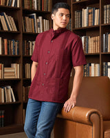 Merlot Red Four Pocket Traditional Guayabera