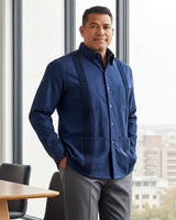 Navy Blue Four Pocket Traditional Guayabera
