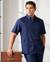 Navy Blue Four Pocket Traditional Guayabera