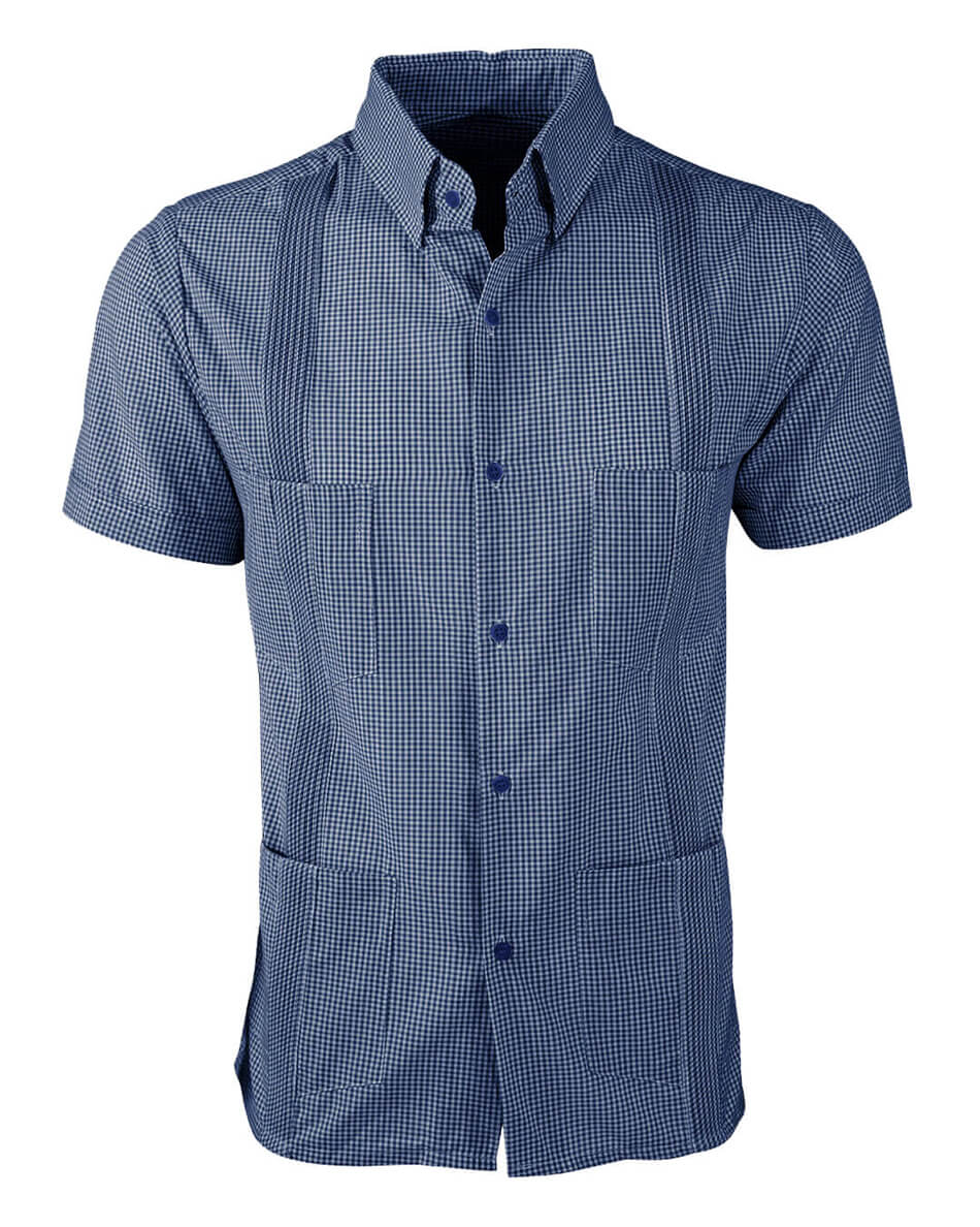 Guingán Clásico Navy Blue Guayabera