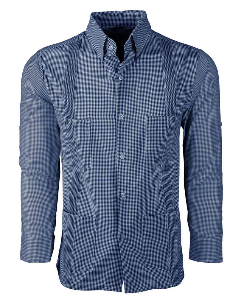 Guingán Clásico Navy Blue Guayabera