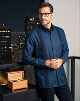 Deep Teal Four Pocket Traditional Guayabera
