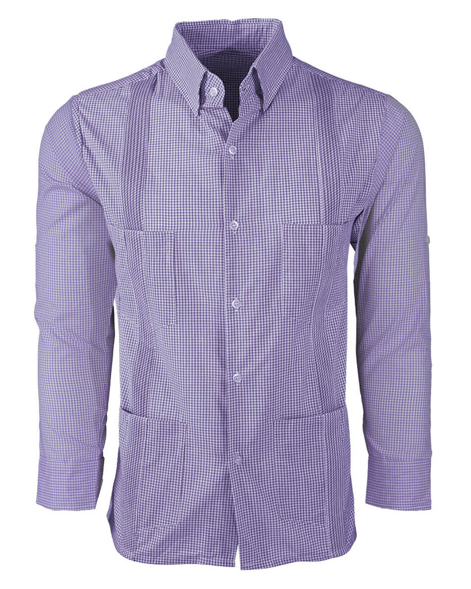 Guingán Clásico Lavender Guayabera