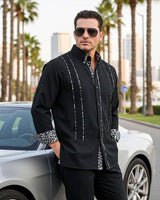 Shadow Noir Leopard Guayabera