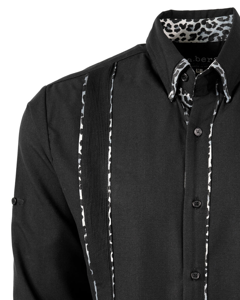 Shadow Noir Leopard Guayabera