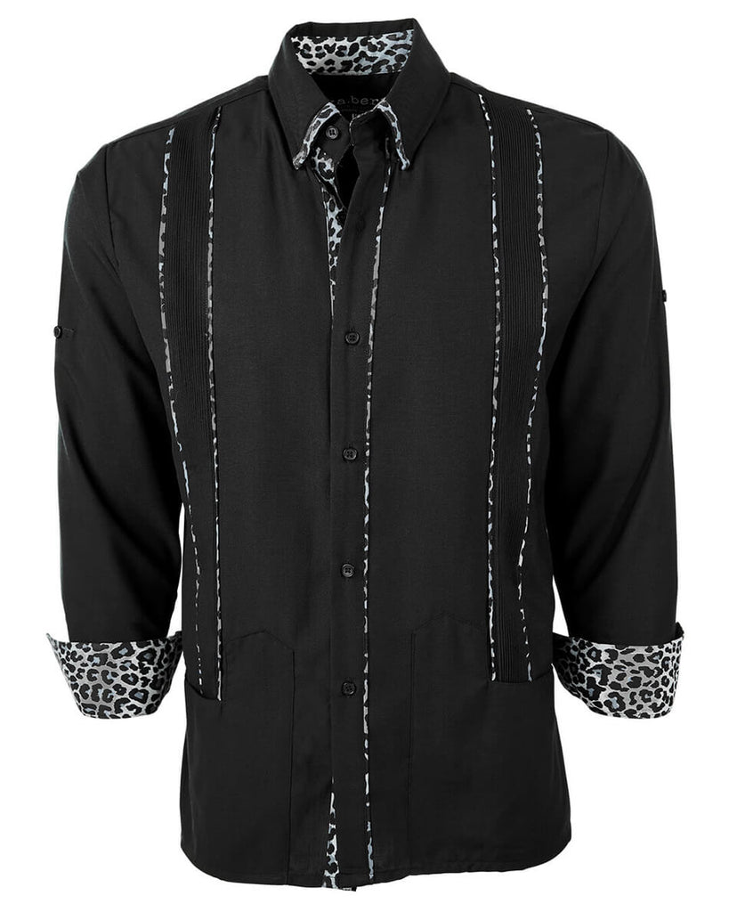 Shadow Noir Leopard Guayabera
