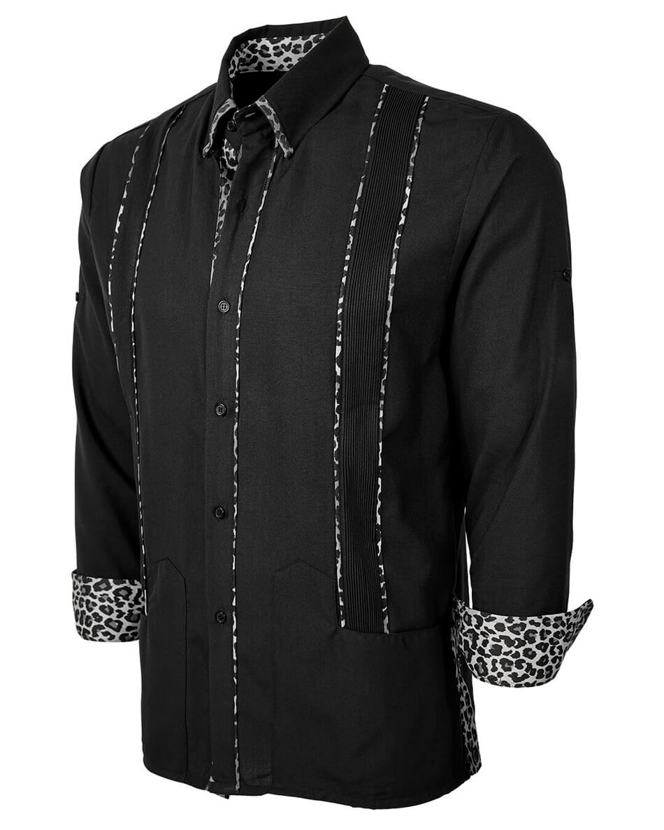 Shadow Noir Leopard Guayabera