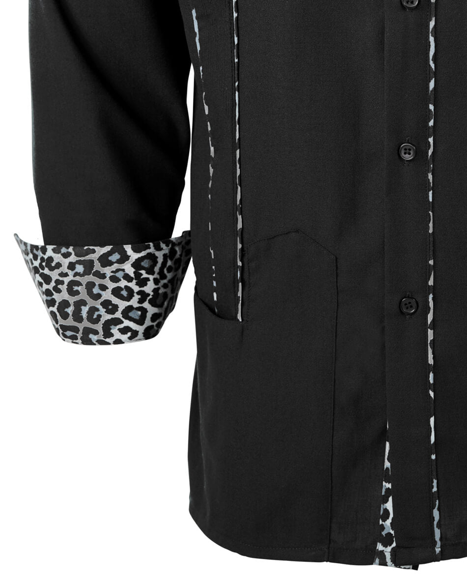 Shadow Noir Leopard Guayabera