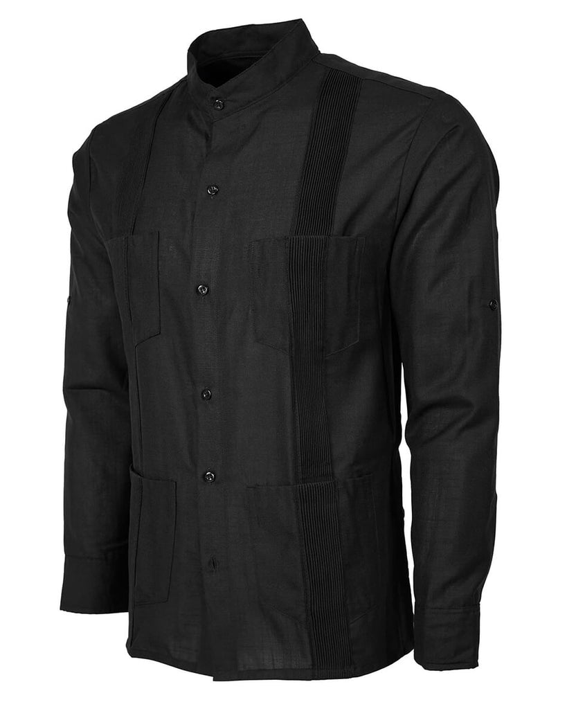Black Lux Four Pocket Traditional Guayabera