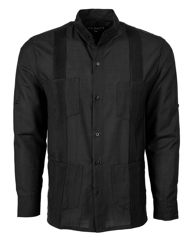 Black Lux Four Pocket Traditional Guayabera