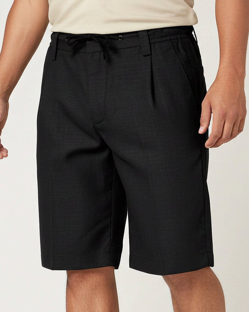 Midnight Black Guayabera Shorts