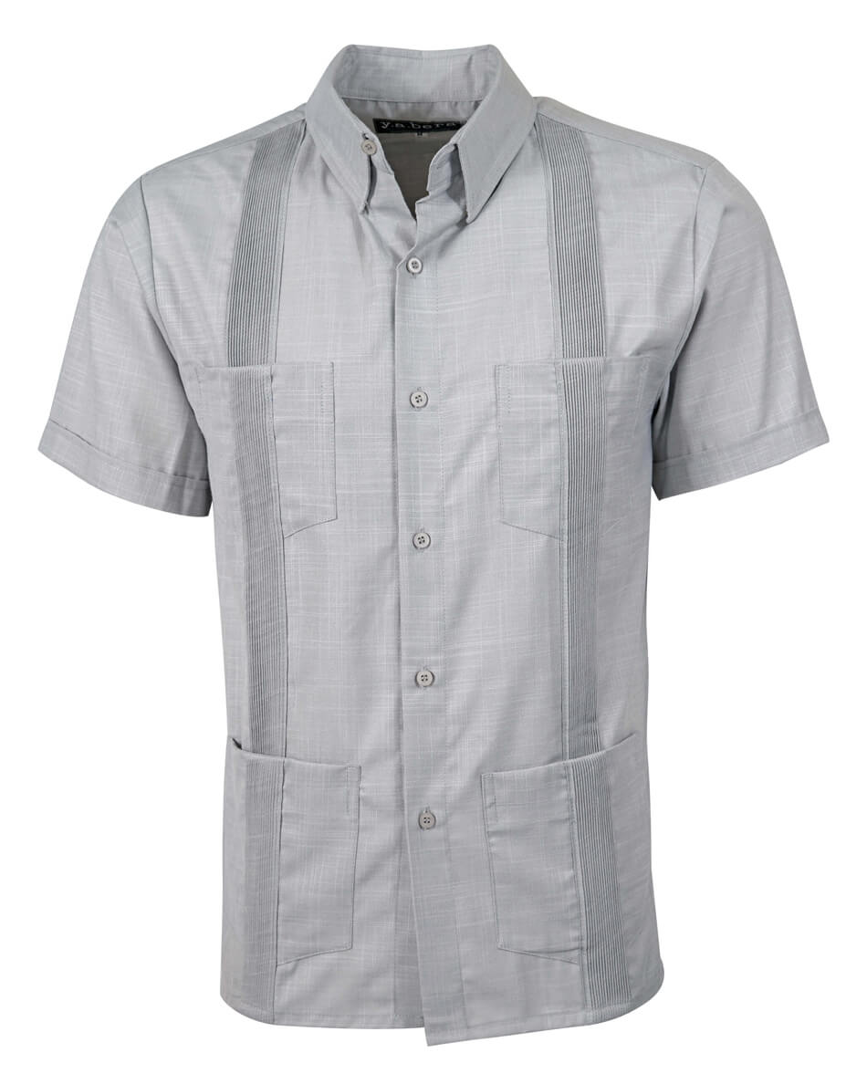 Light Grey Four Pocket Traditional Guayabera