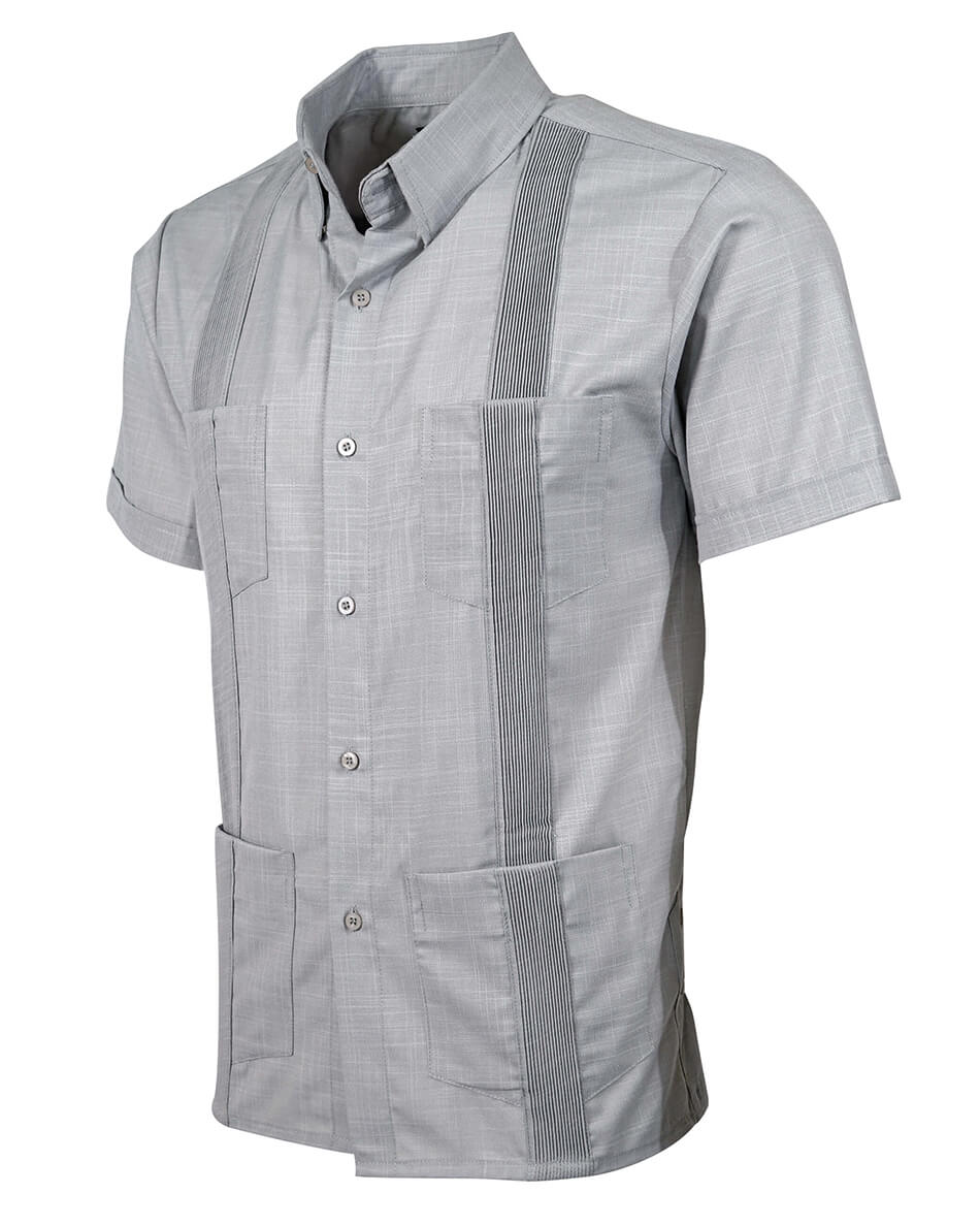 Light Grey Four Pocket Traditional Guayabera
