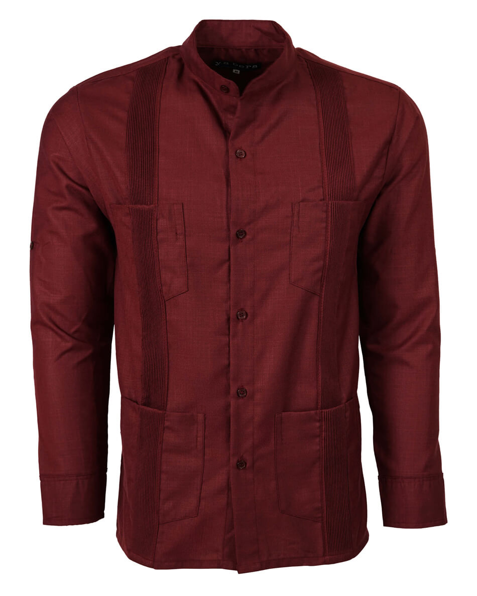Merlot Red Four Pocket Traditional Guayabera