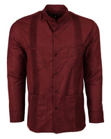 Merlot Red Four Pocket Traditional Guayabera